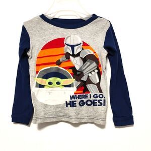 Boys 4 Star Wars Shirt Baby Yoda Mandalorian Long Sleeve casual classic fit
